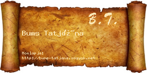 Bums Tatjána névjegykártya